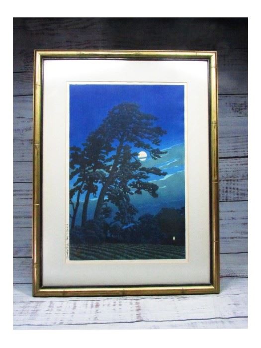 Vintage Collectible Kawase Hasui Moon at Magome Japanese Woodblock Print