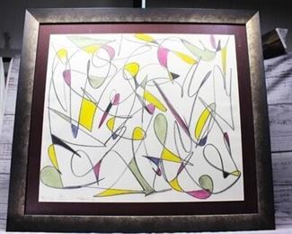 Vintage Mid Century Modern Original Abstract Artwork by Listed Artist Akop Tashchyan