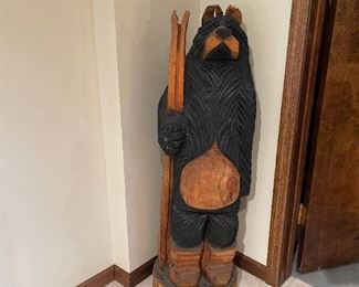 Chainsaw Wood Carved Black Bear Statue