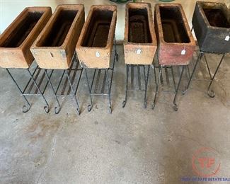 LARGE Terra Cotta Planters with Wrought Iron Bases