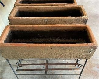 LARGE Terra Cotta Planters with Wrought Iron Bases