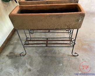 LARGE Terra Cotta Planters with Wrought Iron Bases