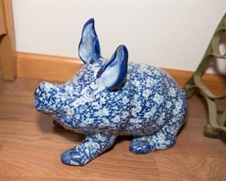 Victoria Ware Ironstone Flow Blue Pig Figure