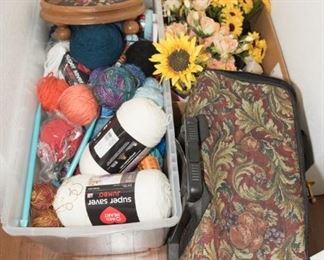 Knitting Supplies and Rolling Storage Bag