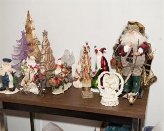 Assortment of Christmas Santas and Trees