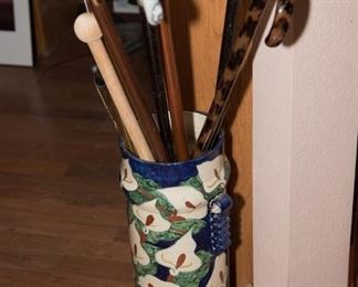 Ceramic Umbrella Stand and Canes
