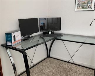 Glass L-Shaped Desk