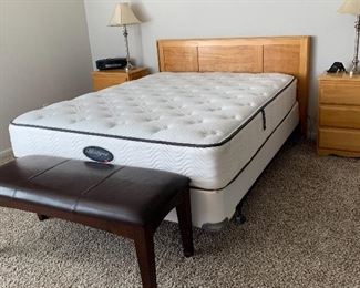 Bedroom Set: Headboard w Frame, 2 Nightstands, Dresser and Highboy, Queen Mattress/BS