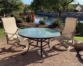Patio Swivel Chairs pair, Patio Table
