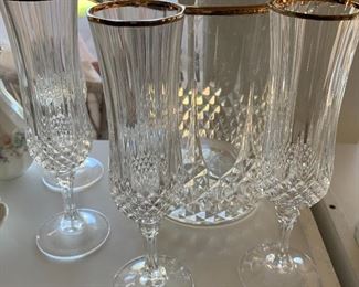 Crystal Champagne Glasses, Wine/Ice Bucket