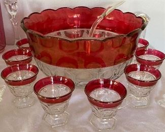 cranberry flash punch bowl and cups