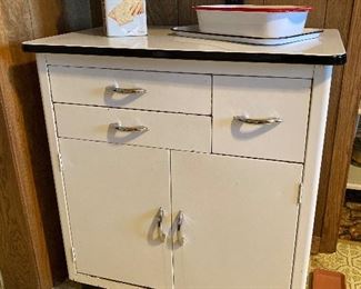 enamel kitchen cabinet with bread drawer