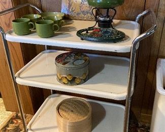 white enamel kitchen cart