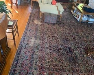 large area  handmade rug - 2 areas warn spots 