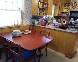 Antique drop leaf table & 4 chairs