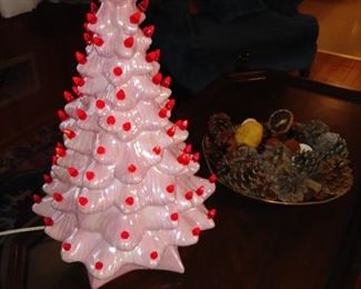 Pink ceramic Christmas tree - have a smaller version and a larger traditional ceramic tree