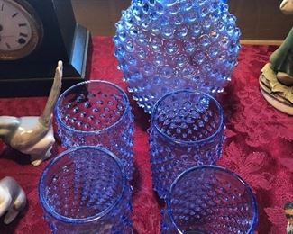 Victorian pitcher and 4 tumblers 