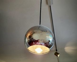 4-light mid-century track light system with contemporary chrome ball drop pendant light $100 OBO