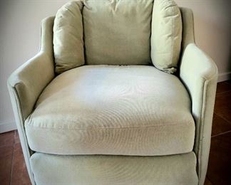 Mid-Century velvet arm chair on casters $50