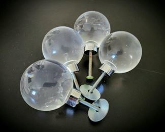 Set of 4 mid-century acrylic ball door pulls $20