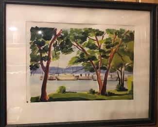 Watercolor in vintage frame (framed size 24 x 30”)