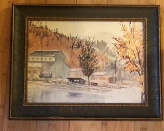 Vintage watercolor by family artist - in period frame (14 x 17”)