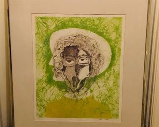 Hand colored etching by Lars Husby (artist proof), dated 11/68, signed in pencil lower right.  Image size 15.5” x 19.5”, framed size 25” x 30”.