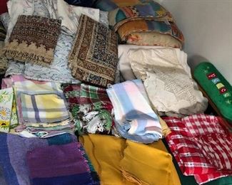 India print bedspread, more tablecloths & napkins, comforters
