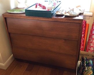3 drawer mid century dresser (34”L, 29”H, 16”D) - perhaps also by Woodland? 
