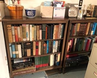 More books: fiction, history, science - in vintage mahogany bookcases