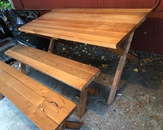 5 ft. cedar picnic table + 2 benches