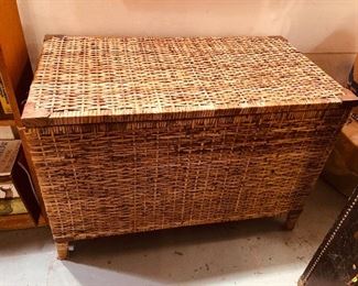 Wicker chest with hinged lid (36”L, 24”H, 20”D)