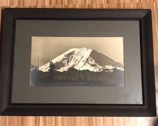 Old photo of Mt. Rainier (image 8” x 15”, frame 18” x 25”)