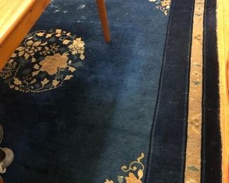 Vintage blue Chinese wool rug - 7 x 9 ft.