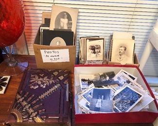 Lots of old photos, cabinet cards & snapshots, antique photo album