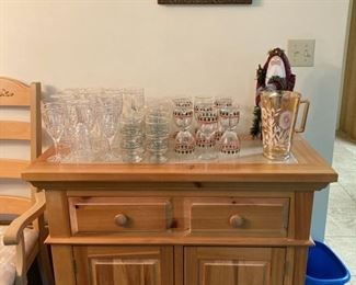 Broyhill server and glassware