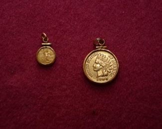 14K gold and 10K gold (bezell around Indian one cent)