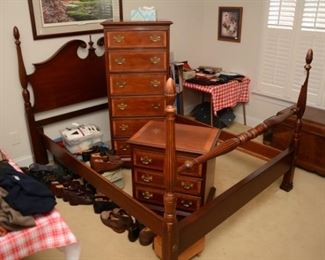 Dixie Double bed frame, lingerie chest, nightstand, shoes, socks, HIT leather briefcase, Sentry safe