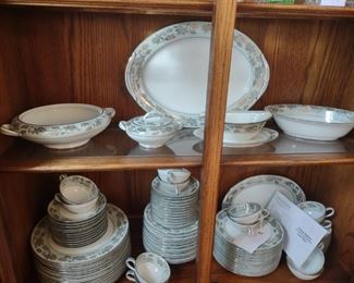 Noritake Silvine china - complete service for 12 plus platter, sugar bowl, gravy boat, vegetable bowl...