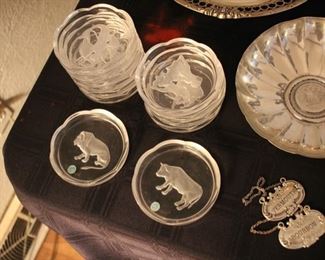 Val St Lambert for Tiffany zodiac coasters