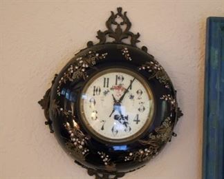 Antique enamel wall clock