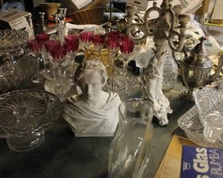 Crystal, porcelains.... Meissen marked bust