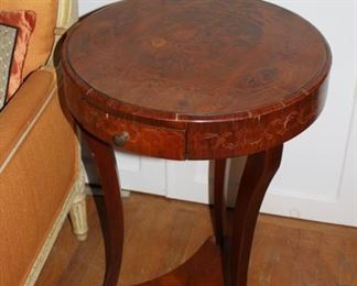 Antique inlaid round side table