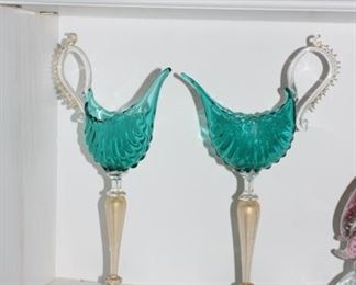 Pair Venetian glass ewers