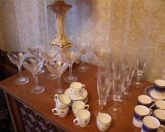 Minton demitasse; Rosenthal stems; other crystal glasses