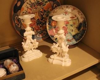 Pair Royal Worcester figural candle sticks