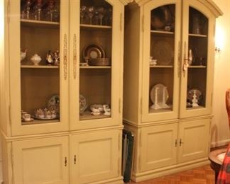 Pair painted arch top cabinets