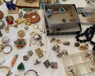 amber; cloissone; jade; sterling; costume – Trifari, Ciner, Marvella, Panetta, etc; pearls;