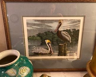 We have TWO John Akers colored prints ….pelicans and the cranes
