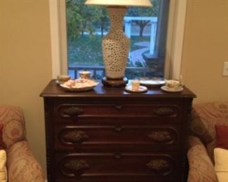 Antique dresser with grape carved drawer pulls